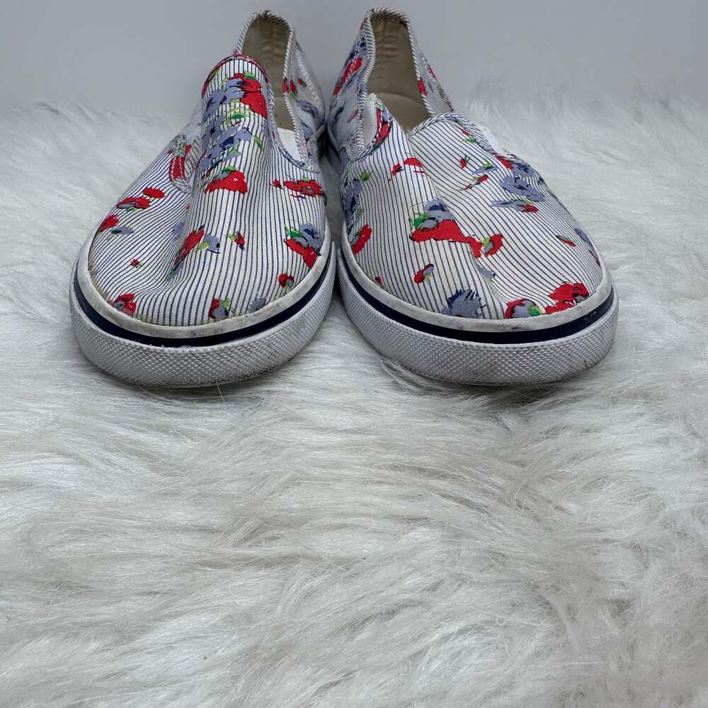 Lauren‎ Ralph Lauren Janis pinstripe floral canvas slip-on sneakers - Picture 2 of 5